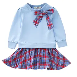 Новое Детское платье для девочек, осенние детские платья, повседневная одежда для маленьких девочек, клетчатая детская одежда с длинными