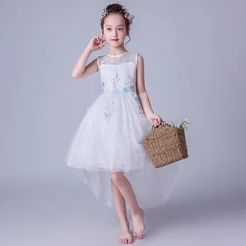 

2020 Formal Girls Dress Holiday O-Neck Princess Lace Vestido for Party Girl Clothes Cotton 3 5 7 9 11 13 14 Years RKF194025