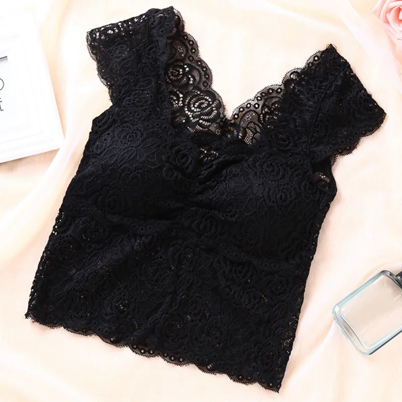 

2019 Women Lace Hollow Camisole Female Top Women Slim Lace Hollow Short Vest
