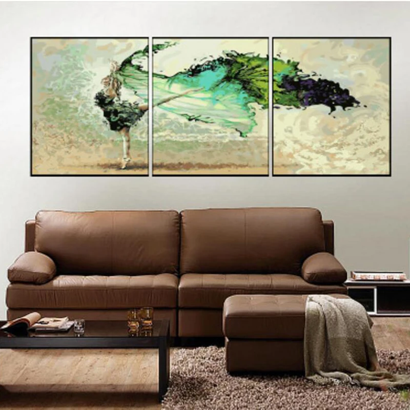 

3pc/set DIY oil painting by numbers triptych decorative painting calligraphy abstract coloring by number acrylic picture Dancers