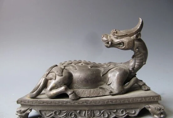 

Collectible bronze lion statue S0288 Chinese Royal Palace Pure Bronze Copper Foo Dogs Lion beast Dragon Turtle Statue