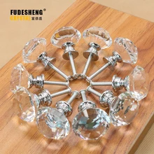 Freeshipping 30mm 8pcs Brand new Quality K9 Clear Crystal Glass Cupboard Handles Diamond Door Knobs Drawer Cabinet Pull SJ-1003