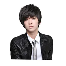 mens handsome wigs nautral hair heat resistant synthetic wigs black short man wig cosplay costume korean male handsome wig brown