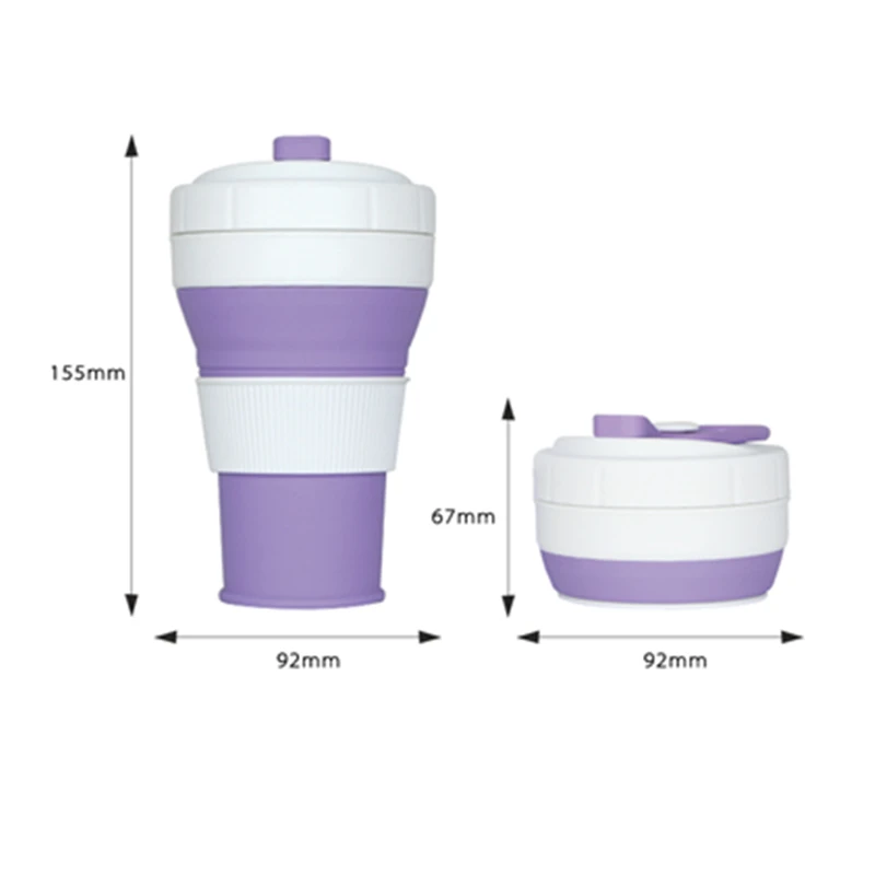 Складные кофейные чашки, пищевая, 450 мл, дорожная, силиконовая, портативная, чайная чашка для улицы, без бисфенола, складные офисные кружки для воды