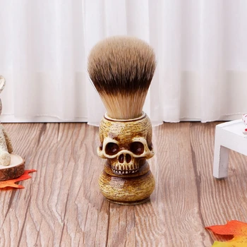 

Shaving Brush Badger Bristle Hair Skull Hand Made Wooden Handle -Men's Gift
