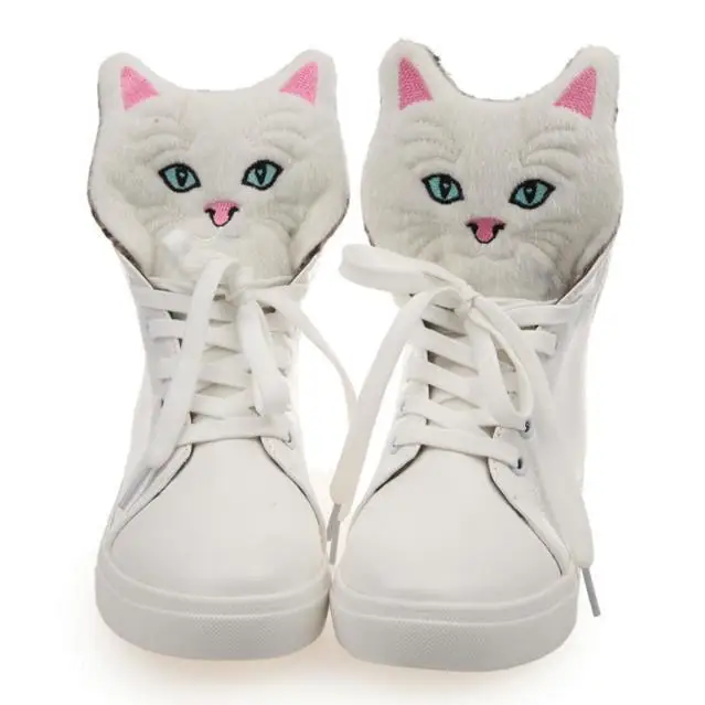 Cat Head Women Boots 2016 Fashion Style Snow Boots Short Leather