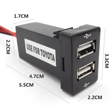 For Toyota Dual USB Car Charger 5V 1.2A 2.1A Fast Charge Adapter 2 Socket Corolla Camry RAV4 Yaris 12V Auto Phone USB Charger