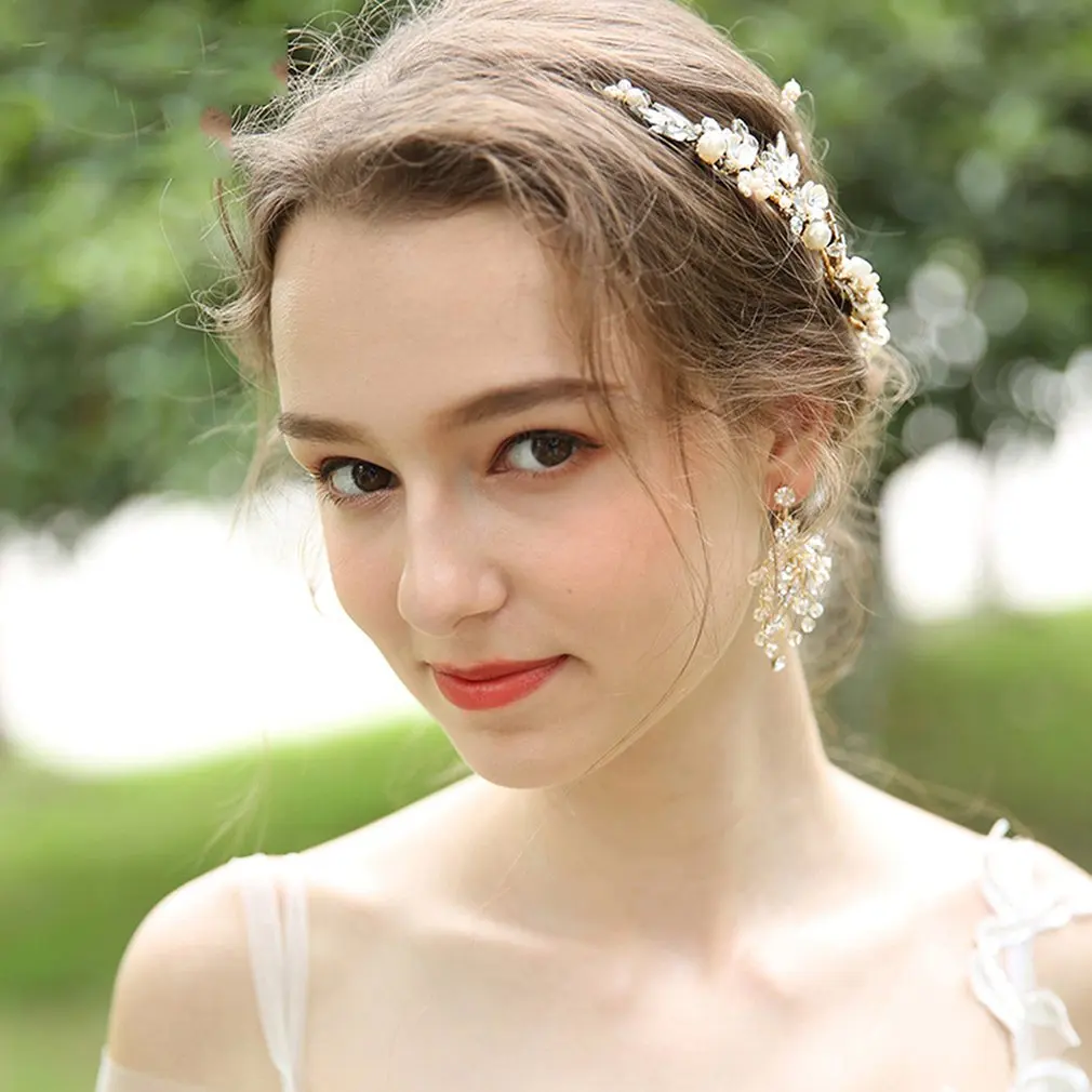 

Beautiful Bride Tiara Original Design Hairpin Earrings Two-Piece Set New Wedding Jewelry