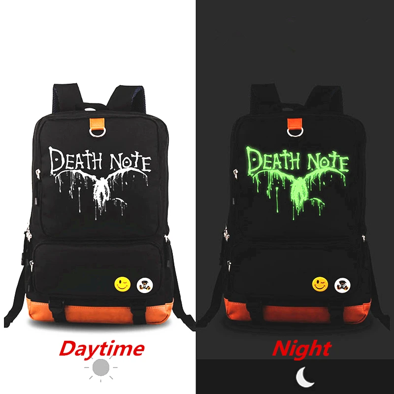 

2019 New Anime Cartoon Death Note LOGO Luminous Backpack Men Women Canvas Travel Rucksack School Bags Backpacks Laptop bag