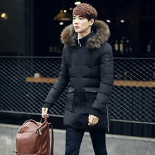 Мужская зимняя длинная пуховая куртка Мужская парка 90% белый пуховик на утином пуху для мужчин водонепроницаемые парки с меховым воротником пальто с капюшоном 3XL 50