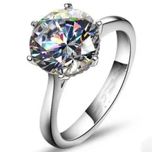 Vecalon 2016 Marca Femenina anillo Solitario 4ct Simulado diamond Engagement wedding Band anillo Cz 925 Plata Esterlina para las mujeres