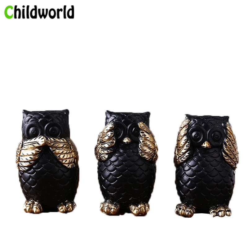 

3pcs/lot 2019 New Nordic Resin Crafts Owl Home Decoration Creative Gifts Accessories