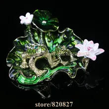 NEW 2 Frogs Sitting on Lotus Decoration Art Design Jewelry Box Czech Crystal Frog Trinket Box Gifts NEW 2 Frogs Sitting on Lotus Decoration Art Design Jewelry Box Czech Crystal Frog Trinket Box Gifts