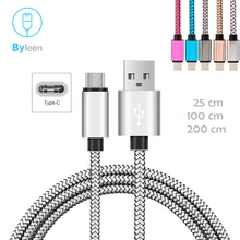 Byleen нейлоновая usb type C линия быстрое зарядное устройство 0,25 м/1 м/2 м короткие кабели для Xiao mi 8 se/mi 6x5 Elephone U Pro Z1 BQ Aquaris X Pro