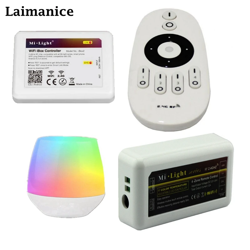 

2.4G RF 4-Zone Mi Light Wireless Remote Controller LED Dimmer Wifi For WW/CW Led Bulb / Single Color Led Strip