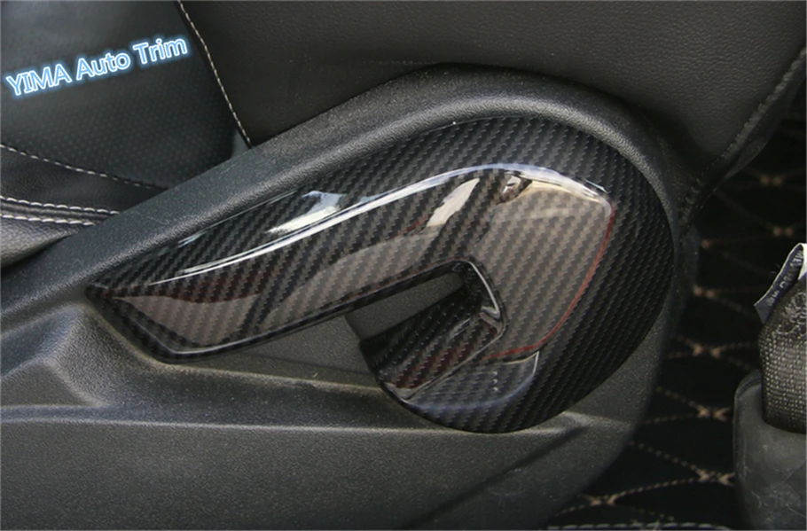 

Lapetus Carbon Fiber ABS Seat Backrest Back Rest Adjustment Handle Molding Cover Trim 2 Piece Fit For Ford Mustang 2015 - 2019