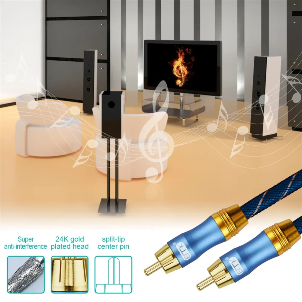 EMK Digital SPDIF Coaxial Audio Cable Premium Stereo Audio Rca to Rca Male Coaxial Cable Speaker Hifi Subwoofer Cable AV TV