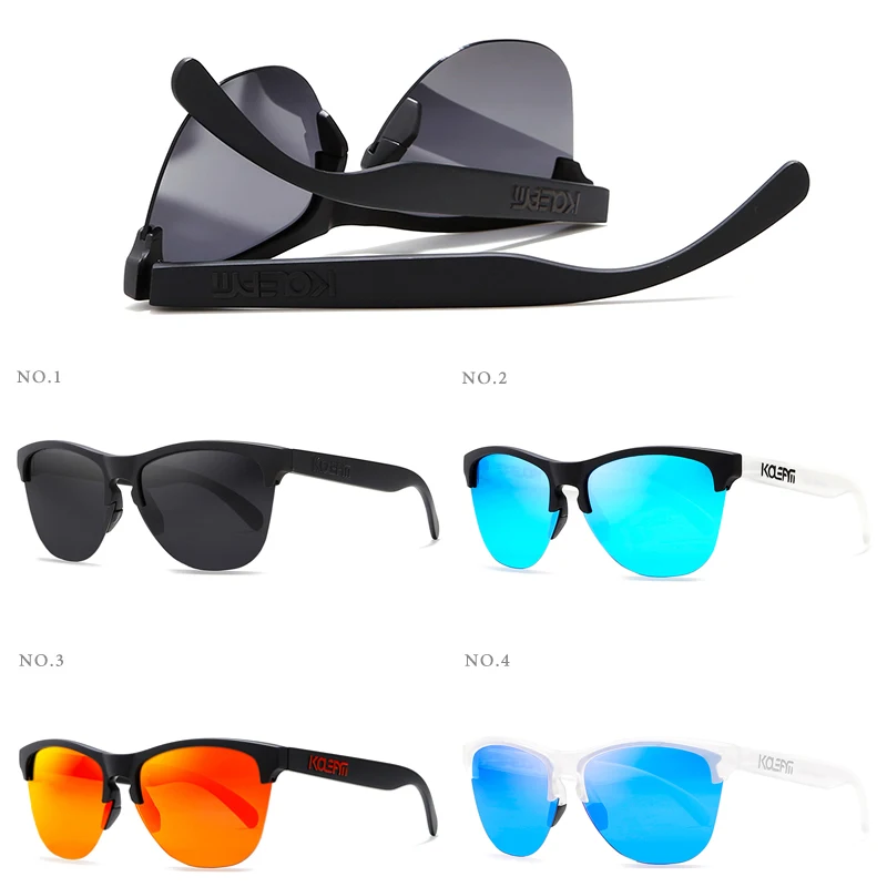 KDEAM, высококачественные TR90 спортивные солнцезащитные очки, поляризационные, ультра-светильник, дизайн, полуоправа, солнцезащитные очки для мужчин и женщин, инновационные очки