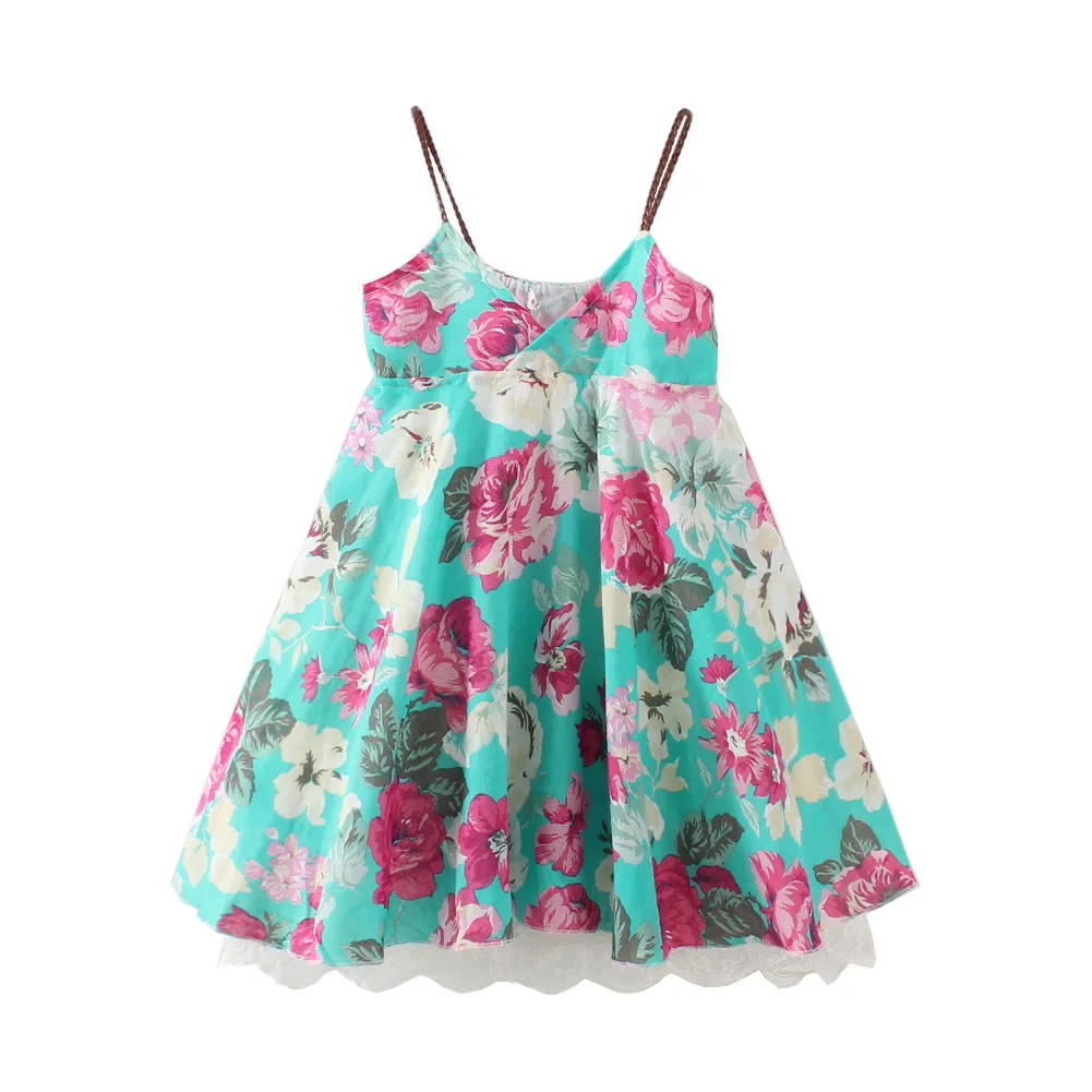 Girls floral sling dresses Little Spaghetti Straps Ruffles White Lace | Детская одежда и обувь