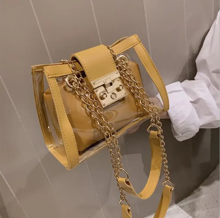 الكورية أزياء سلسلة الصيف شفافة PVC حقيبة ساعي رفرف النساء Crossbody حقيبة الإناث Shoulderbag كيس #790 الكورية أزياء سلسلة الصيف شفافة PVC حقيبة ساعي رفرف النساء Crossbody حقيبة الإناث Shoulderbag كيس #790