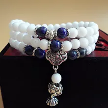 Будда бисера Тибетский натуральный белый Цвет кристалл браслет muti-слои браслет Мода Bling для Для женщин Satement ювелирные изделия