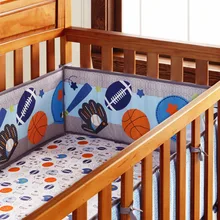 5 шт. милый спортивный для маленьких мальчиков детская кроватка Постельное белье с бампером Простыни, включают(4 бампер+ покрывало