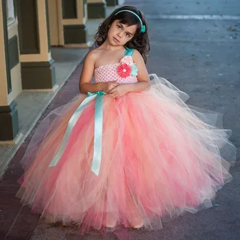 

Ivory Peach Coral Wedding Tutu Dress Vintage Blush Girl Kids Fluffy Tutu Dress for Birthday Party Pageants Photo TS080