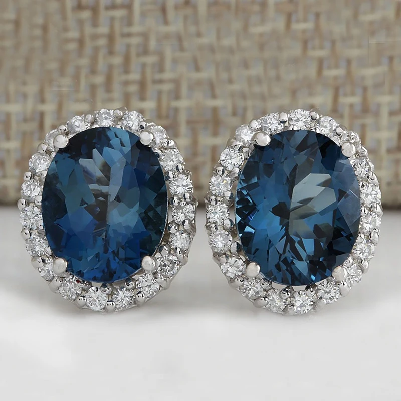 

Fashion Dark Blue Cubic Zirconia Stud Earrings For Women Simple Round Silver Color Ear Stud Earrings Statement Jewelry L4K180