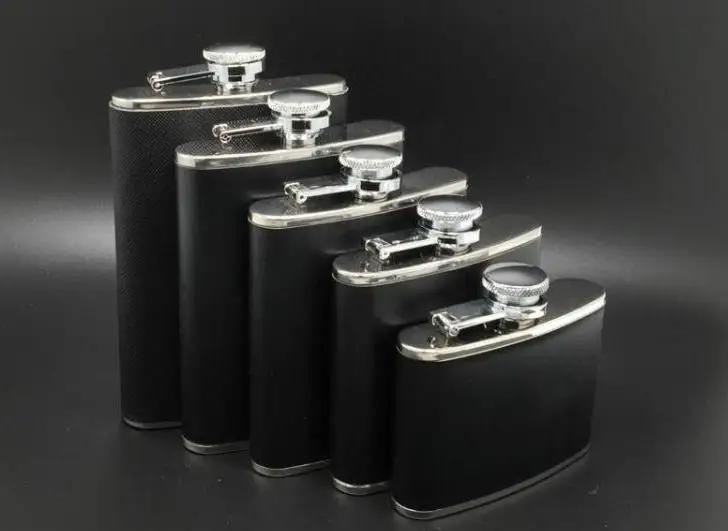 Hip Flasks stainless steel leather hip flask with small glass Including