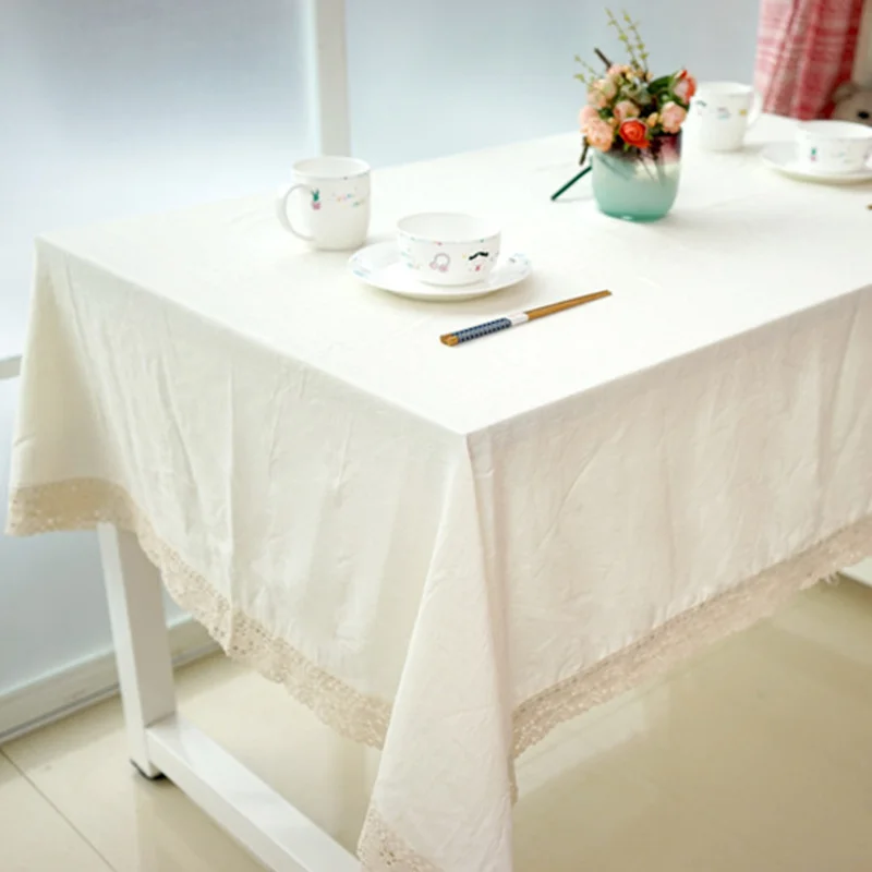FAJAUPIN White tablecloth Dinner Tablecloth cotton and linen table