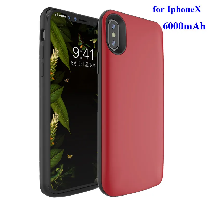 

Wireless Charging for Iphone X Battery Charger back cover Rechargeable Backup Power Case 6000mAh with Free shipping