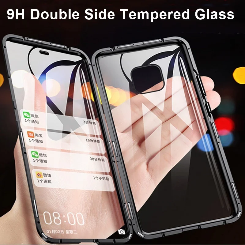 Magnetic Tempered Glass Case For Huawei P30 Pro 360 Protective Cases Double Side Metal Cover For P20 Pro Lite Mate 20 Pro Casa