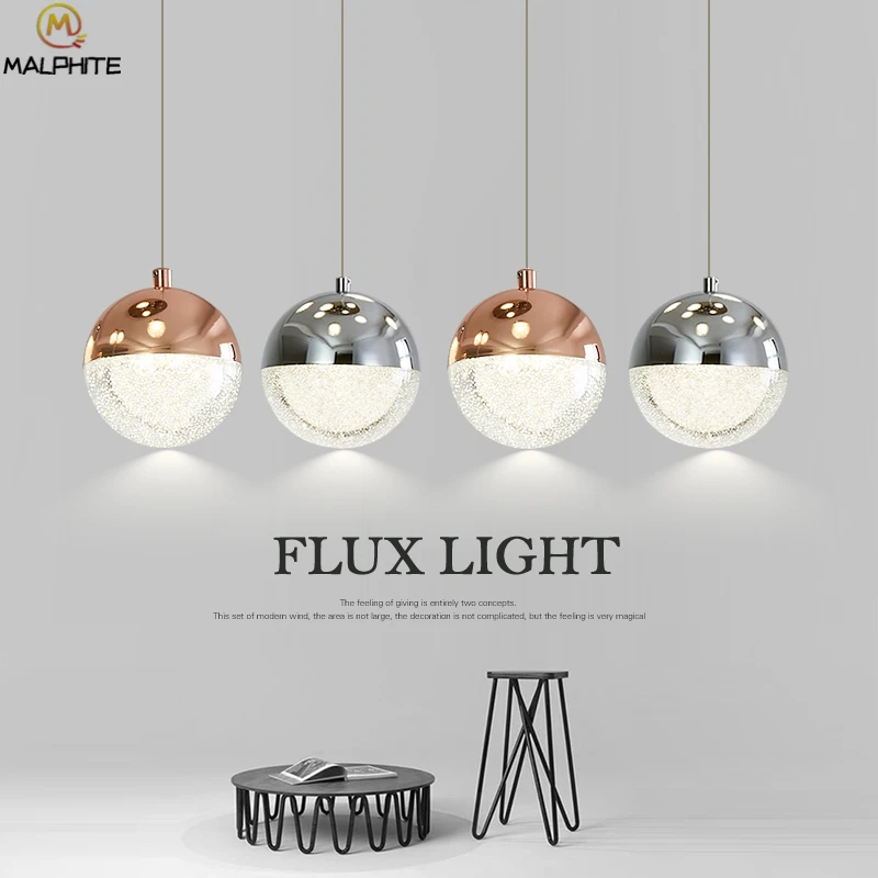 

modern crystal pendant lights for Living room Nordic Bubble Ball pendant lamps rose gold dining room deco LED lighting luminaria