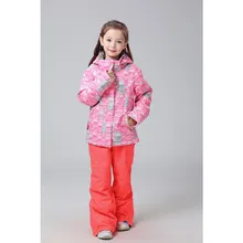 Gsou/лыжные костюмы с двойной пластиной для снежной погоды; Детские Водонепроницаемые плотные теплые костюмы