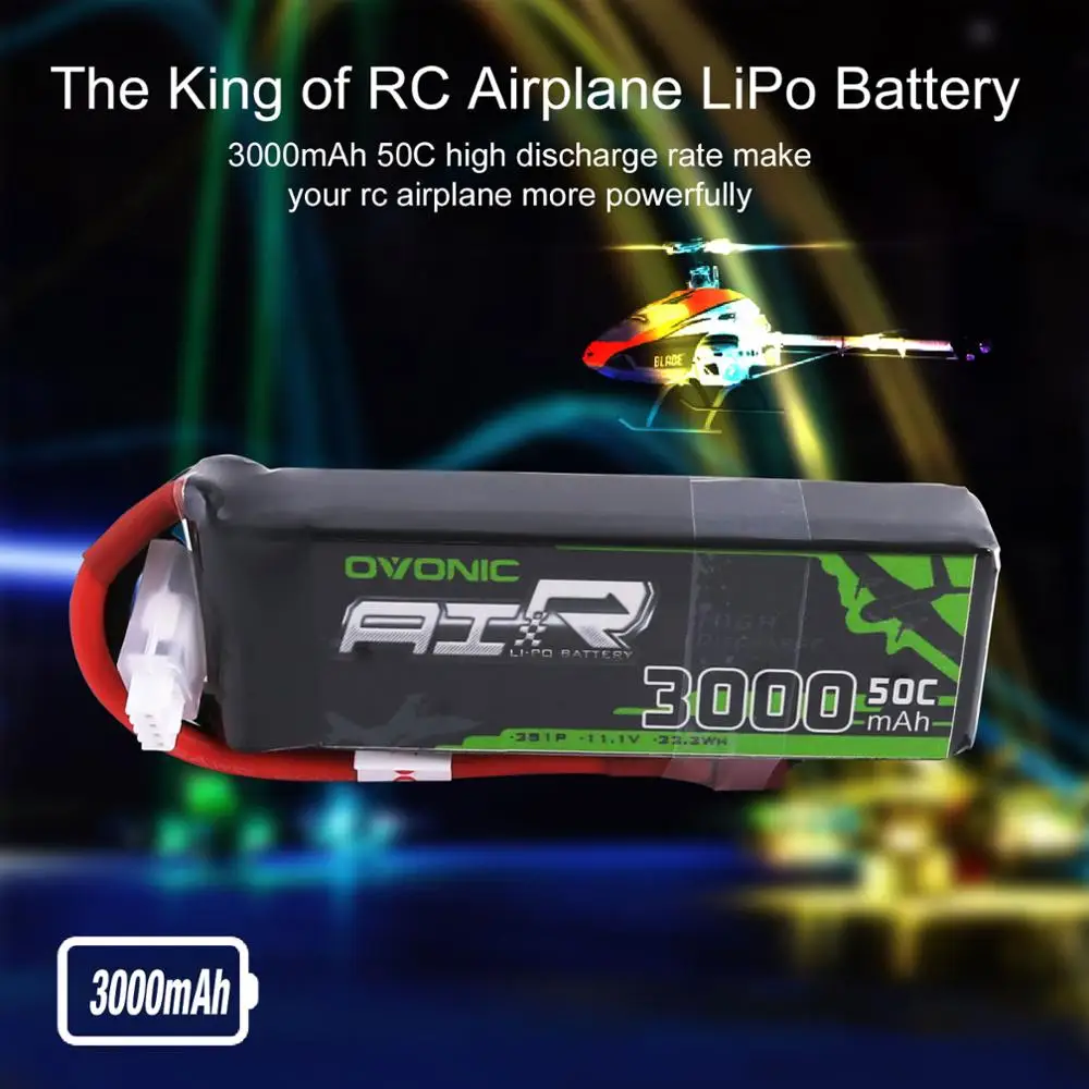 2X аккумулятор ovoic 11,1 V 3000mAh 50C-100C LiPo 3S с разъемом XT60 Deans для планера RC 3D самолета 400 мм X-Sled вертолета Quad