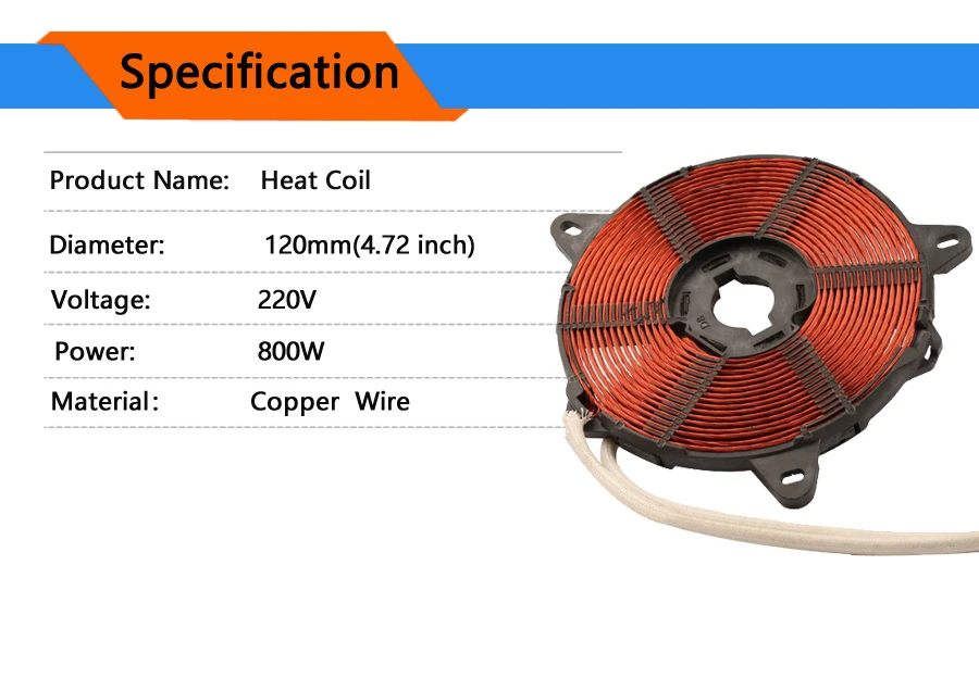 800 Вт 120 мм Тепловая катушка медный провод индукционная нагревательная панель аксессуары для индукционной плиты
