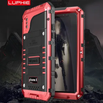 

Waterproof Aluminum Case For iphone X XS MAX XR 6S 7 8 Plus Shockproof Dustproof Cover Metal Armor Shell With Tempered Glass