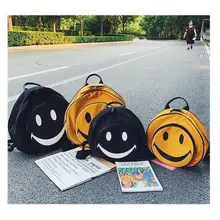 Новые женские Симпатичные улыбающееся лицо рюкзак корейский стиль личности женщины сумка Желтый Черный Забавный мультфильм сумки