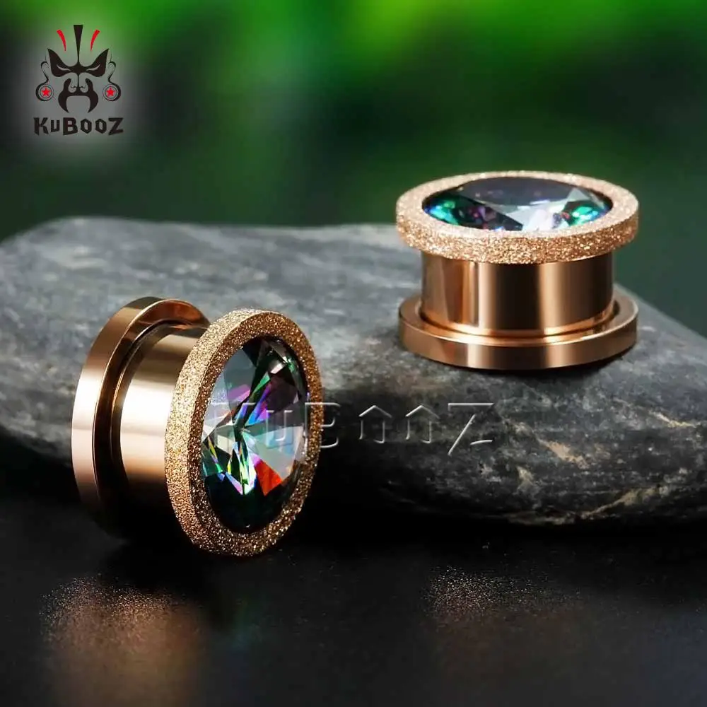 1 Pair Simple Golden Gold-foil Ear Plugs Tunnels Gauges Stretcher Piercings KUBOOZ