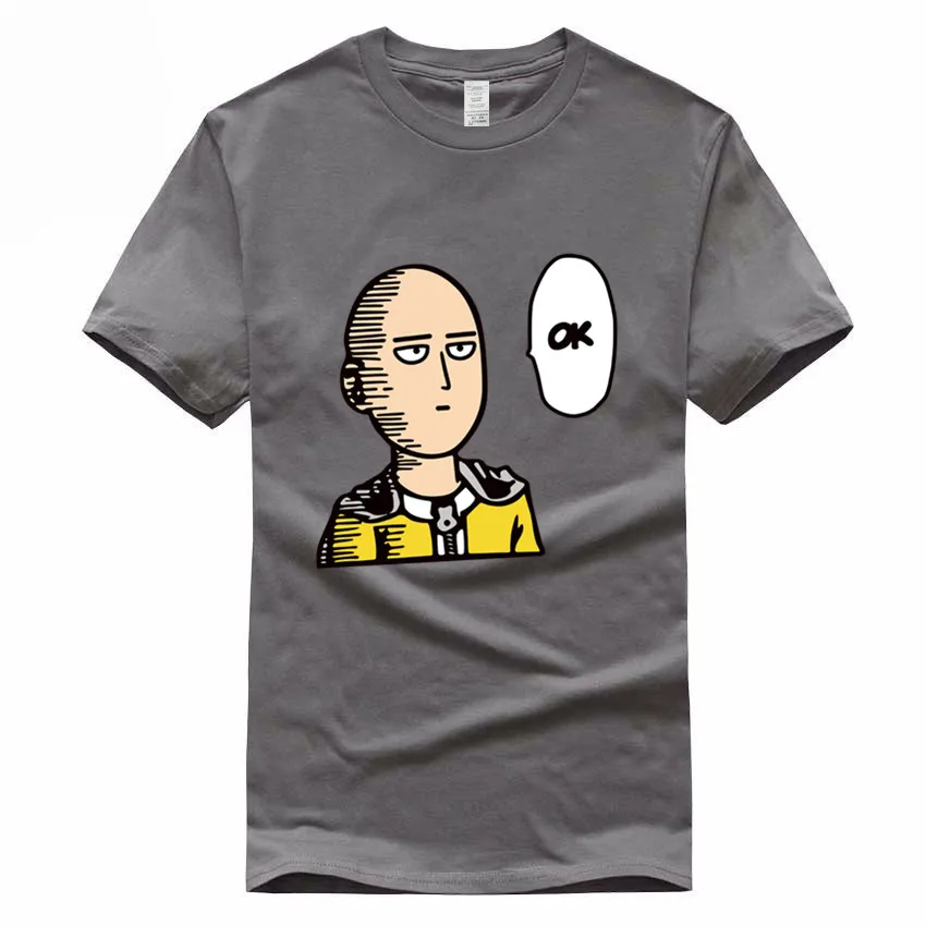 Футболка One Punch Man Saitama Sensei из японского аниме, европейский размер, хлопок, летняя повседневная футболка с круглым вырезом для мужчин и женщин GMT300004 - Цвет: Deep Gray A