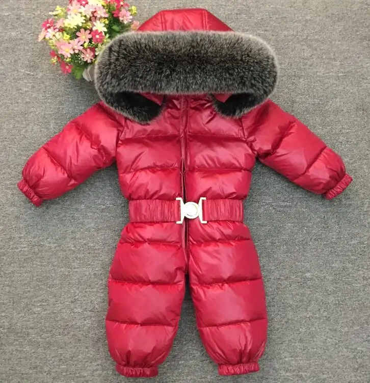 

-30 Winter Snowsuit Baby 90% duck Down Romper Outdoor Infant Overcoat Clothes Girls Overall for Boys Kids Jumpsuit 12m-4Y