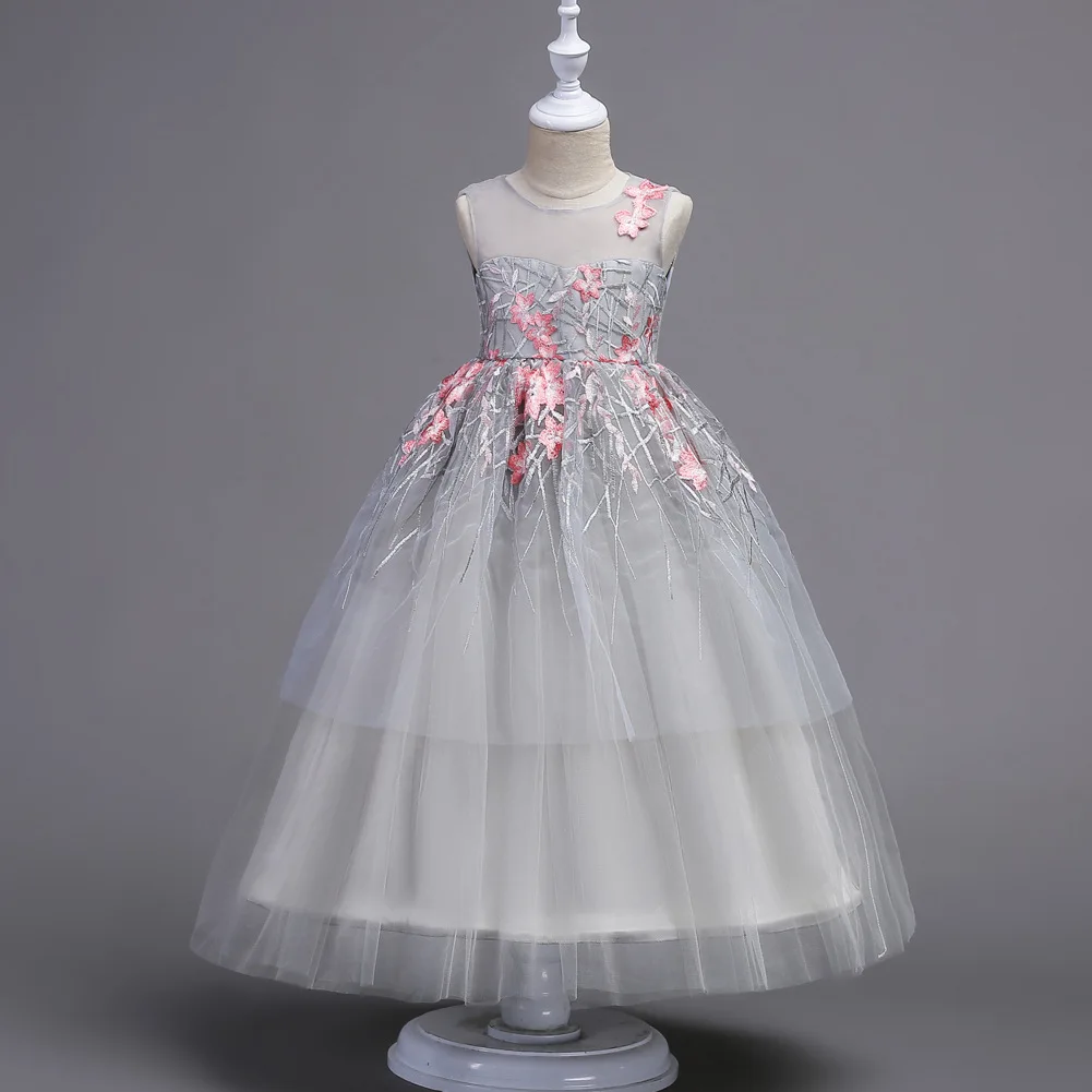 Платья с цветочным узором для девочек; платья с вышивкой для дня рождения или вечеринки