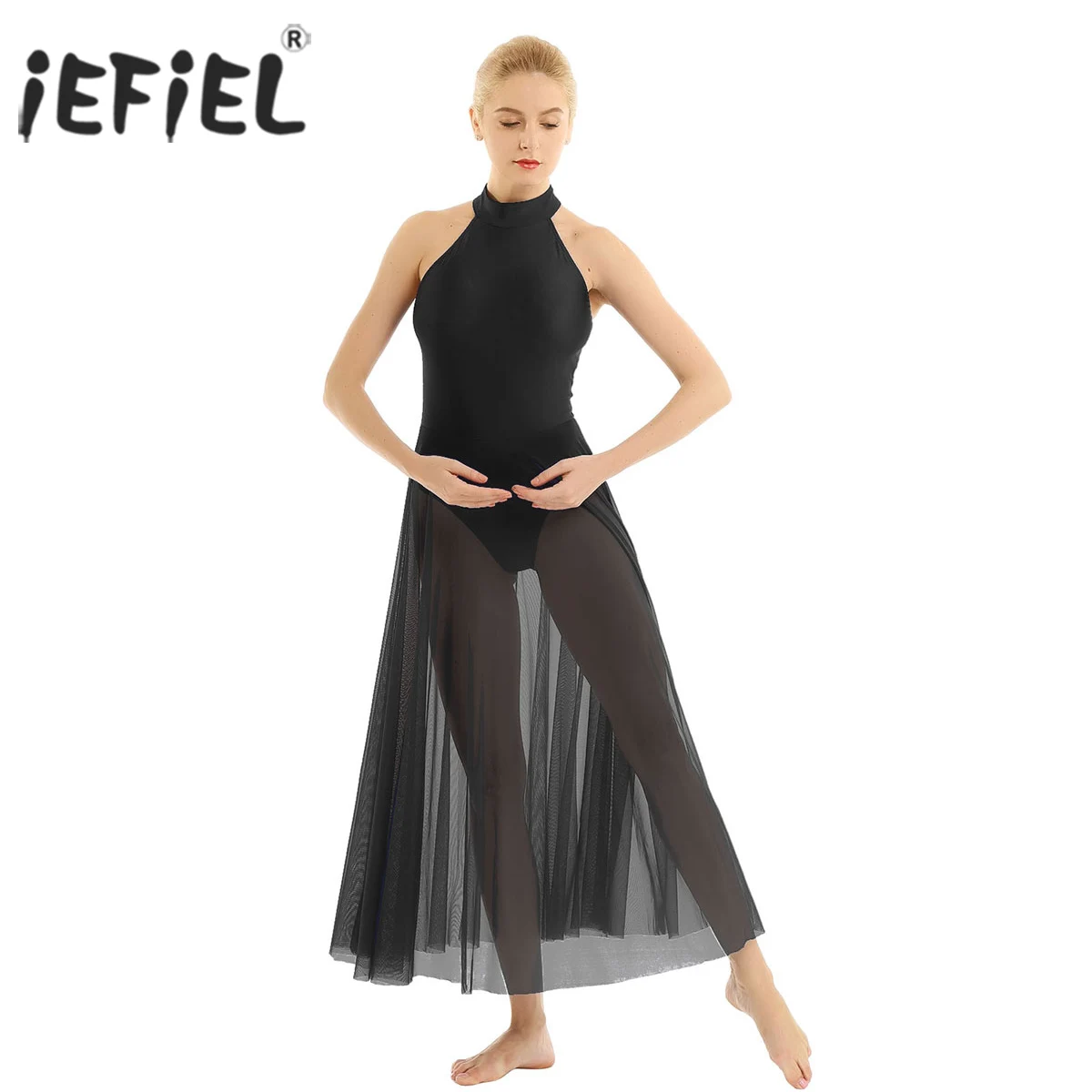 iEFiEL Womens Adult Dancing Performance Mock Neck Gymnastics Leotard