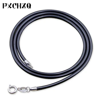 

Men and women models fashion black pu leather rope retro classic necklace single chain length 45 / 50CM
