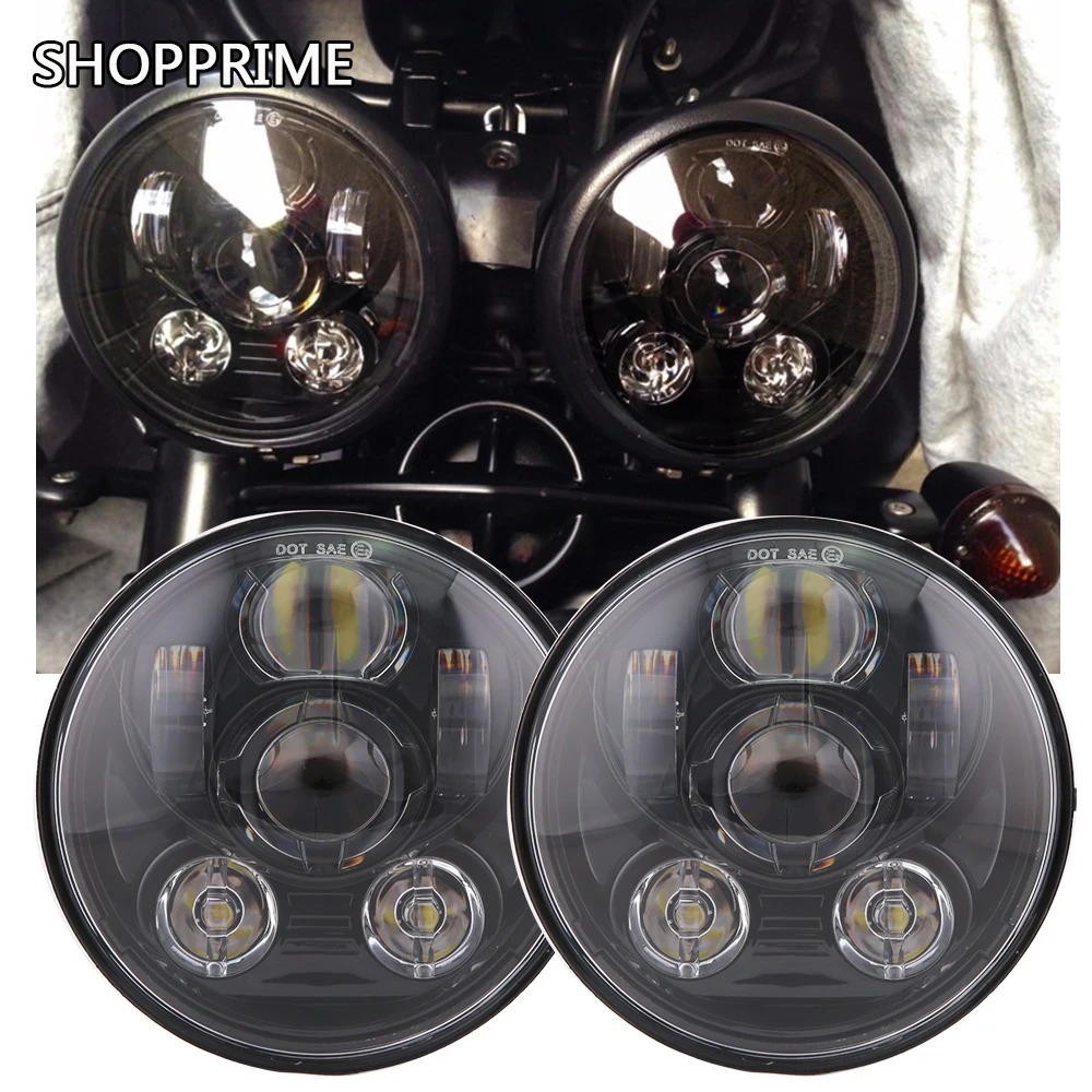 

motorcycle 5 3/4" headlight led h4 high low beam 5.75'' inch faro Led Moto Headlight projector lens daymaker hi low For harley