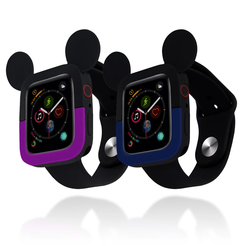 Lovely Mickey Case for Apple Watch case 44/40mm Two-Tone Silicone Protective case Compatible for iWatch series 4 Watch Accessory