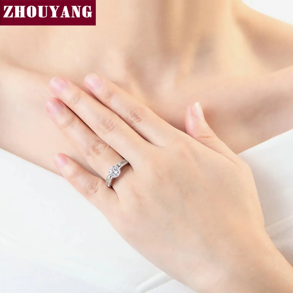 Top Quality CZ Wedding Ring Silver Color Jewelry Austrian Crystals Full Sizes Wholesale ZYR299 ZYR309