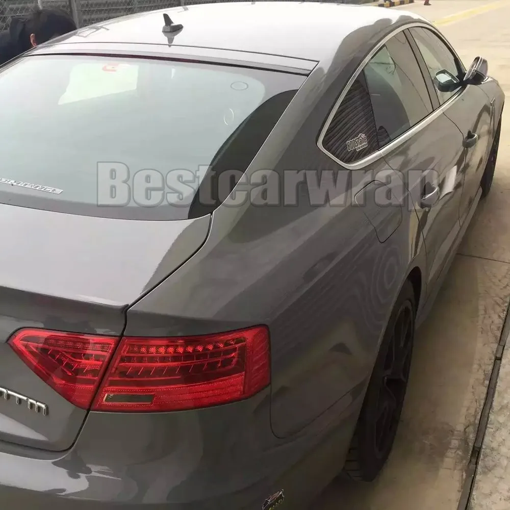 cement grey gunmeatl gray glossy 3M shiny gloss car wrapping film (9)