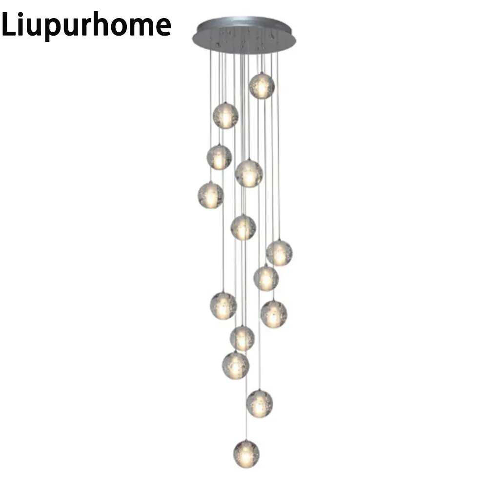

Luxury Modern LED Cristal Chandelier Lighting Large Staircase LED Crystal Hanging Light Fixtures Polished Steel Hanging MY