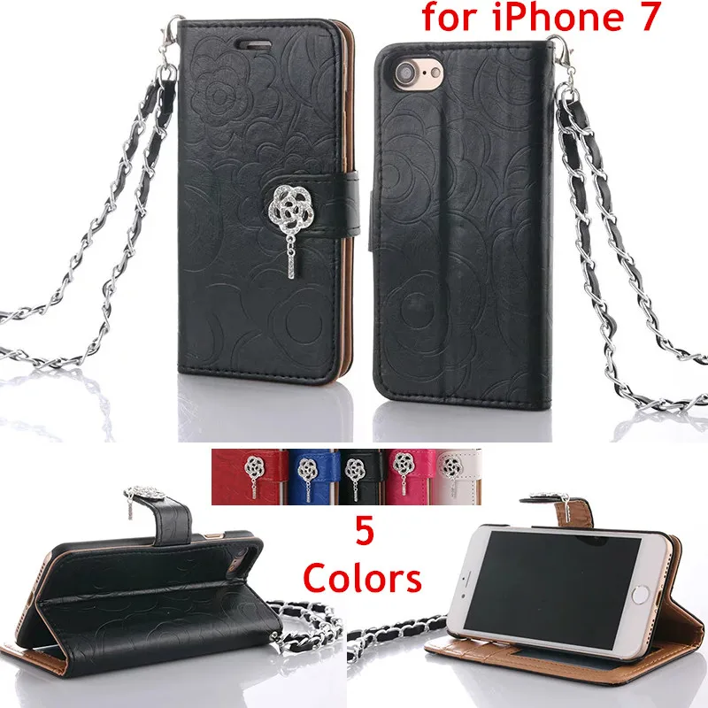 2017 New On Stock Luxury PU Leather Chain Case for Apple iPhone 7 4.7'' Coque Wallet With Flower Embossed | Мобильные